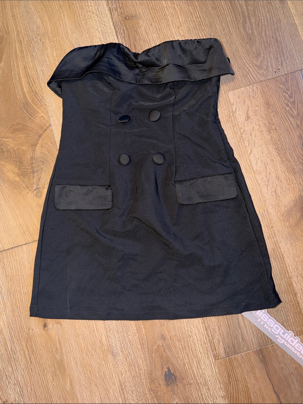 New misguided Strapless Black Double-Breasted Mini Dress xs
